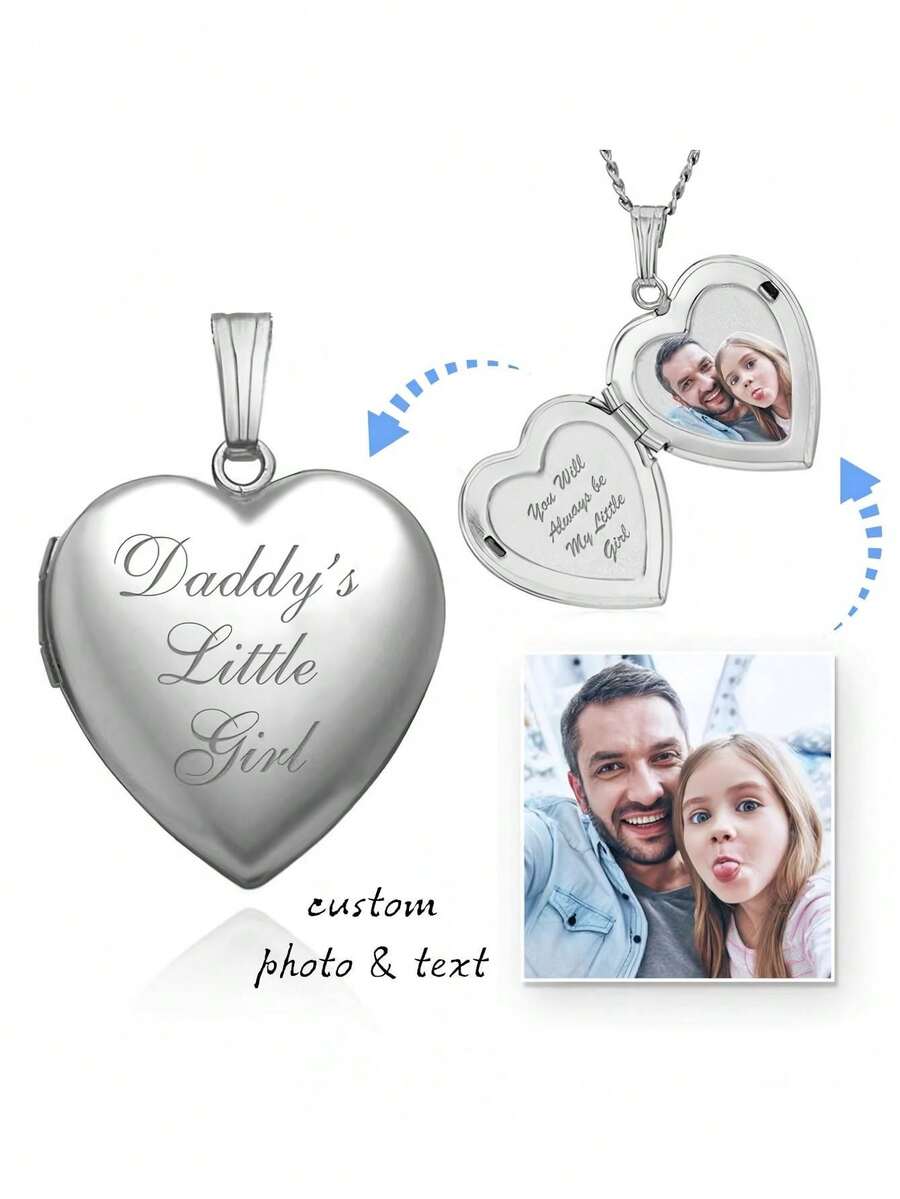 Anpassad pappas lilla flicka-medaljong pappas lilla flicka-halsband dotterpresenter pappas lilla flicka-halsband pappas lilla flicka-presenter - Silver - Visa 1