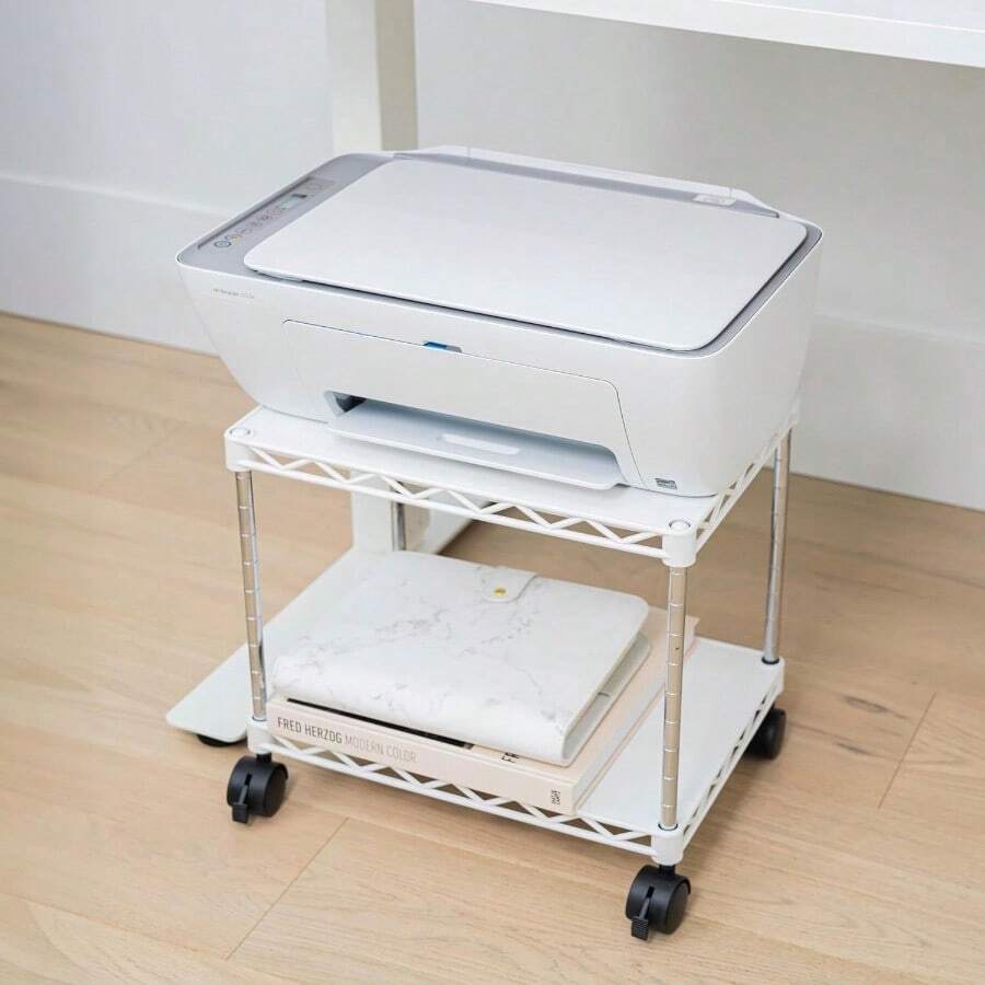 Printer StandsZBRANDS Soporte para Impresora Carrito para Impresora Soporte para Impresora Debajo del Escritorio Mesa para Impresora para Espacios pequeños Carrito rodante con encimera Blanco Mini - Blanco - Ver 1