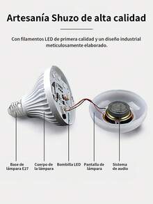 6 Piezas Bombilla musical Bluetooth, bombilla con altavoz que cambia de color RGB, Bombilla LED regulable, bombilla de luz RGBW de cambio de color, 12 opciones de color ,12W equivalente a 60W, AC 110-130V, base de rosca E27 con control remoto para decoración del hogar, dormitorio, escenario, fiesta. - 6 piezas - Ver 10