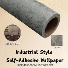 1PC, Dark Gray Concrete Cement Wallpaper, For Home Decoration, Self-Adhesive Wallpaper For Refurbishing Cabinets, Tables, Chairs And Room Backgrounds - Multicolor - View 7