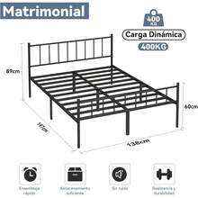 Marco de Cama de Metal de Plataforma Simple y atmosférica, Base Cama Matrimonial, Incluye Cabecera y Pie, Espacio de Almacenamiento Debajo de la Cama,Marco Resistente (Matrimonial) - Matrimonial - Ver 11