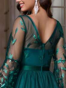 Women Elegant Ladies Formal Evening Dress For Wedding Guest Bridesmaid Prom Gowns Homecoming Spring Summer Autumn - Dark Green - View 8
