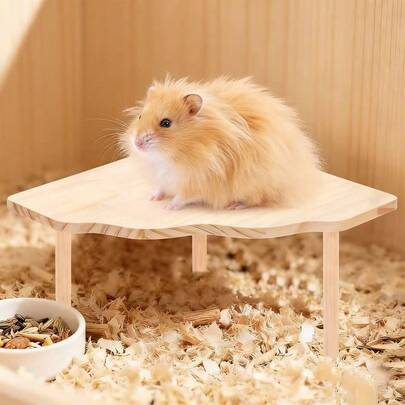 1pc Semicircular Wooden Platform For Hamster Habitat, Hamster Semicircular Wooden Table, Hamster Toy, Hamster Cage Decor, Suitable For Small Pet Cage Decoration