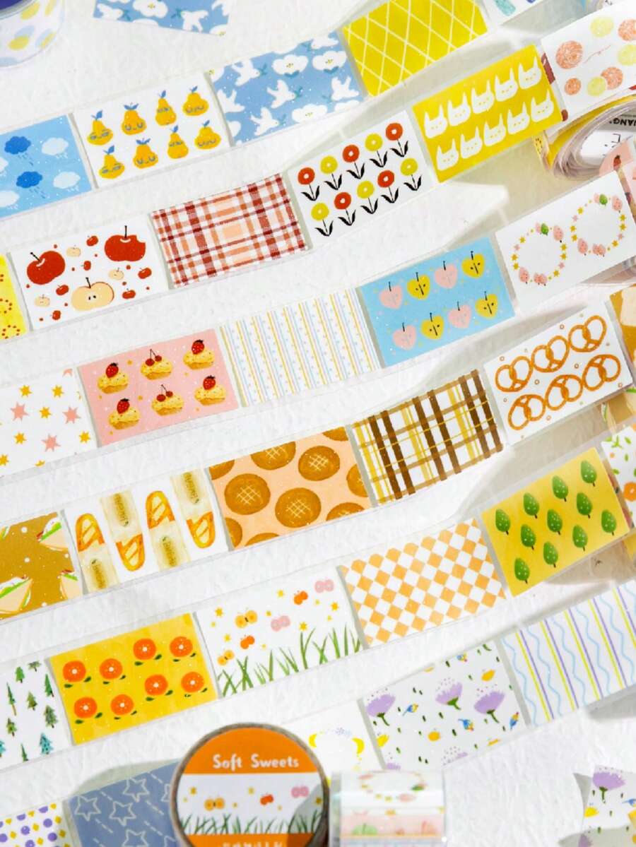 1 Roll Die-Cut Washi Tape For Scrapbooking DIY Decoration, Soft Candy Sweet Poetry . Cloud Series, Suitable For Gifts, Office, Home, Marking, Labeling, Classroom, Entertainment Toys, Student Planner Creative Retro Decoration Stickers - Multicolor - View 1