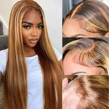 VIOLLY 34英寸 180%密度 P4/27 高光骨直 13x4 高清蕾丝前额假发 真人发混纺假发 渐变蜂蜜金棕色 巴西原生发假发 适合女性参加派对、旅行、生日庆典、角色扮演、毕业典礼、婚礼、返校、日常生活 - SP4/27 - 查看 2