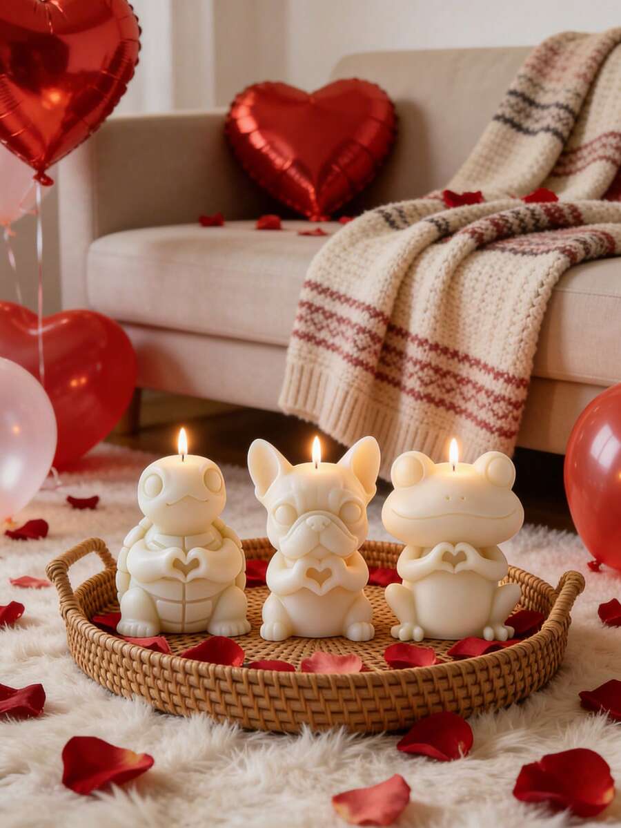Velas aromáticas con diseños de animales lindos para el Día de San Valentín, con múltiples estilos. Decoración para fiesta del Día de San Valentín, regalo romántico para confesión, decoración del hogar y ornamentos para interacción romántica de parejas
