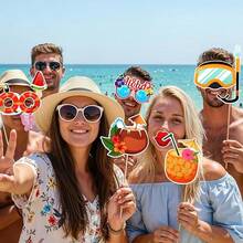 30pcs Luao Photography Studio Props Set, Hawaiian Tropical Theme For Birthday, Summer Beach Pool Decor, Party Favors And Forest Theme Party Decorations, Beach Pool Birthday Party Decorations, Photo Booth Props - Multicolor - View 2