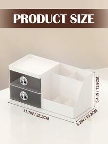 Makeup Organizer With Brush Holder And Drawers, Cosmetic Storage For Vanity, Countertop Storage Organizer Makeup Brushes Storage, Skin Care Storage, Bathroom & Bedroom Organization And Storage, White Bathroom Organizer, Bathroom Stuff, Bathroom Counter Organizer, Desk Organizers And Accessories, Bathroom Accessories, Perfume Organizer, Nail Polish Organizer, Vanity Organizer, Lipstick Organizer, Perfume Stand, Make Up Case, Makeup Holder, Make Up Organizers For Vanity, Valentines Gift - 白色 - 查看 9