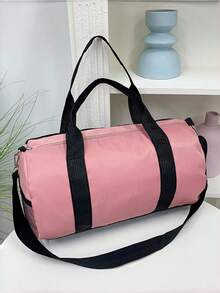 1pc Multi-Color Nylon Versatile Zipper Closure Sports Gym Bag, Shoulder Bag, Handbag, Crossbody Bag, Travel Bag. Front And Side Design With Convenient Storage Mesh Pockets. Adjustable And Detachable Shoulder Strap, Smooth Zipper Closure. Large Capacity To Hold Magazines, Laptops, Umbrellas, Water Bottles And Other Daily Necessities