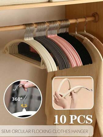 20/10/5pcs Plush Anti Slip Hangers, Seamless And Space Saving Wardrobe Storage Hangers, 360 Degree Rotatable Hooks, Strong Toughness And Not Easy To Break, Plush Hangers, Thick Plastic Hangers, Suitable For Bedroom, Closet, Wardrobe, Dormitory, Room Storage, Can Store Various Clothes, Wardrobe Organization, Winter Storage Accessories