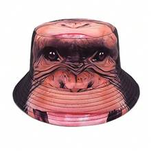 This Fashionable And Casual Men's Reversible Bucket Hat Is Made Of Soft, Breathable Linen Blended Fabric. It Features Vibrant Animal Prints On Both Sides, Making It Suitable For Spring And Summer Wear. The Lightweight, Quick-Drying Hat Provides UV Protection, Wind Resistance, And Breathability, Making It An Ideal Choice For Daily Outings, Travel, Beach Camping, And Shopping. - Multicolor - View 4