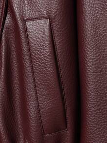 DEEKA Spring/Autumn New Women's Loose Oversized European And American Style Fashion Minimalist Versatile Faux Leather Jacket - Burgundy - View 4