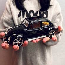 Modelo de coche vintage clásico, modelo de simulación, colores vintage clásicos rojo y negro, con base, adecuado para exhibición, múltiples detalles operativos, gran jugabilidad, regalo festivo, regalo sorpresa - Negro - Ver 13