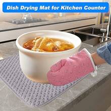 XISH 2 Tapete de Secado de Platos para Encimera de Cocina 38*50cm Alfombrillas de Microfibra para Secado de Platos Escurridor de Platos Absorbente de Microfibra Tapete para Encimera Fregaderos Cocina - Gris - Ver 5