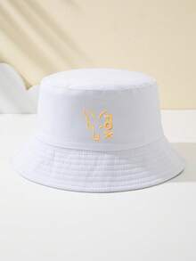 1pc Women's Fox Letter Embroidered Bucket Hat, Outdoor Sports Travel Beach Essential, Breathable Fashion Versatile Sun Hat - J - View 17