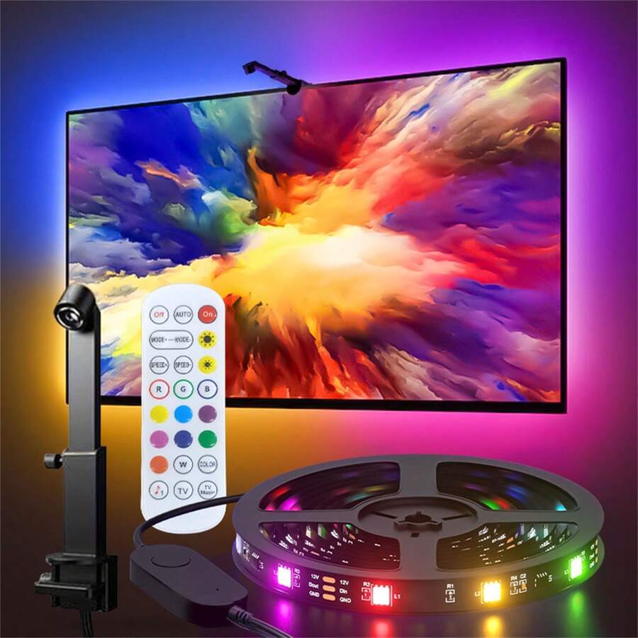 1pc RGBIC LED TV Backlight Strip, Sync With Screen Ambient Light, USB Powered, Motion Sensor, Suitable For 55-65 Inch TV, Monitor, Gaming Room, Bedroom And Living Room