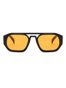 1 Pair Men's Black Square PC Frame Retro Double Bridge Street Style Vacation Personalized Fashion Fashion Glasses - Black - View 3