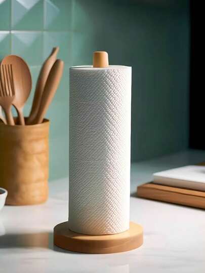 1 pieza Soporte moderno de bambú para pañuelos de papel, accesorio de almacenamiento para encimera, diseño minimalista, duradero, ahorra espacio, adecuado para almacenamiento en cocina y baño, aplicable para cocina, comedor, sala de estar y uso doméstico diario, puede sostener pañuelos, ligas para el cabello, diademas y pasadores, también se puede usar como soporte de joyería para pulseras y collares, gran idea de regalo