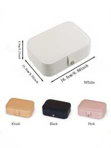 1pc Customized Name Jewelry Box, Personalized Floral PU Leather Jewelry Box, Portable Ring Necklace Zipper Storage Case Organizer - Multicolor - View 16