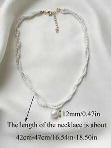 1件法式优雅高端双层仿珍珠吊坠项链，适合年轻女孩日常及节日佩戴。 - 串珠 - 查看 5