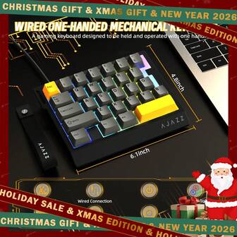 ATTACK SHARK A.JAZZ AK029 Teclado de juego con cable RGB de una sola mano, diseño de 29 teclas con interruptor magnético y frecuencia de sondeo de 8 kHz, teclado mecánico personalizable con cambio rápido, almohadilla de teclas de grado esports con junta de goma, regalo perfecto para Navidad y Año Nuevo