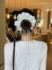 1/2 chiếc nơ satin với ruy băng dài, dây buộc tóc kiểu ballet cho tóc đuôi ngựa, thích hợp cho tiệc tùng và hẹn hò, dây buộc tóc, dây chun buộc tóc, phụ kiện tóc làm đẹp tại nhà. - Nhiều màu - Xem 4