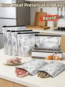 45个装可重复使用的铝箔食品保鲜袋 - 抗菌铝箔食品保鲜袋，带密封拉链，是厨房必备的食品分装和保鲜袋。铝箔保鲜袋能有效整理和保存冷冻室中的食物。