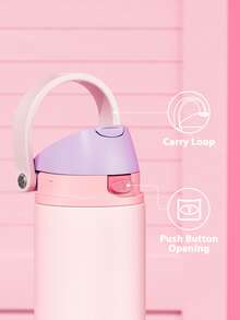 Meoky 24oz Vacuum Insulated Water Bottle with 2-in-1 Straw and Spout Lid, Insulated Cup, Keep Cold 24H, Leak-Proof, Fits in Car Cup Holder, Stainless Steel Tumbler for Sports, Travel, and School - 藕粉色 - 查看 4