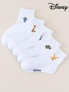 Disney 迪士尼 1/5 双装《疯狂动物城》动漫联名儿童中筒袜套装，包含朱迪、尼克、闪电侠、博戈局长、贝尔韦瑟副市长等角色，男女童款，适合日常穿着、派对礼物、复活节或春夏穿着。 - 彩色 - 查看 3