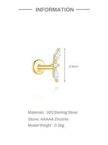 EleRunis 1PC 925 Sterling Silver Star Flower Flat Back Cartilage Helix Piercing Fine Jewelry For Daily Wear Wedding Party Engagement Anniversary Valentine's Day