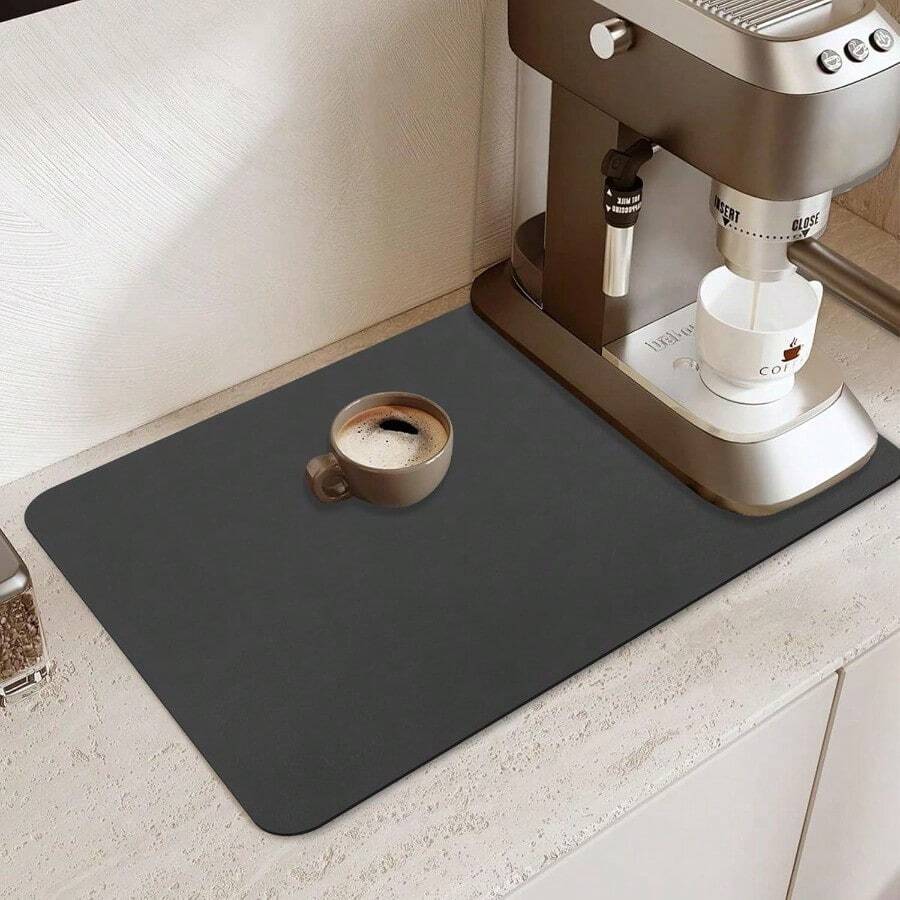 XISH Alfombrilla para Café Antimanchas con Base de Goma Absorbente para Secar Platos que Cabe Bajo Cafeteras Jarros Cafeteros Máquinas de Expreso y Escurridores Dark Grey 30 x 40 cm - Gris oscuro+44 x 71 cm - Ver 1