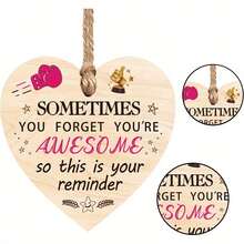 9-Piece "You're Awssome" Wooden Heart Hanging Signs With Jute Rope - Valentine's Day Gift, Birthday & Party Decor, Perfect For Wall Or Door Decorations, Ideal Present For Boyfriend Or Girlfriend - Apricot - View 7