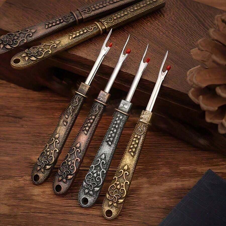 1pc Of Vintage Sewing Thread Clippers - Comfortable Ergonomic Handle, Floral Design With Red Accents, Available In Multiple Colors, Suitable Sewing, Embroidery, And Handmade Production - 彩色 - 查看 1