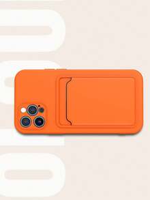 1pc Solid Color Liquid Silicone Phone Case, All-In-One Design Compatible With Apple 11/12/13/14/15/16/17/Pro Max - Orange - View 4