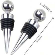 Wine Bottle Stoppers, Reusable Corks For Preserving Wine, Set Of 2 Stoppers, Perfect For Gifts, Bars, Festive Gatherings, And Weddings. - Silver - View 3