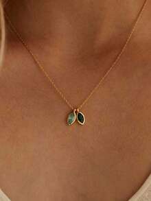 Personalized Birthstone Leaf Necklace, Teardrop Birthstone Necklace, Couples Gemstone Necklace, Anniversary Family Gift, Birthday Gift, Grandma Gift, Christmas Gift (For Her) - Unique Ideal Gift For Her, Friends, Valentine's Day, Mother's Day, Birthday, Graduation, Father's Day, Wedding, Daily Wear, Party, Prom, School Supplies, Back To School, School Gift, Teacher Gift, Dorm Decor, Fashionable Autumn, Elegant & Romantic