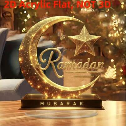 2D Acrylic Crystal Crescent Moon Decor, Featured With Ramadan New Moon, Islamic Faith Themed, Suitable For Ramadan, Eid, Window Display, Ideal Gift