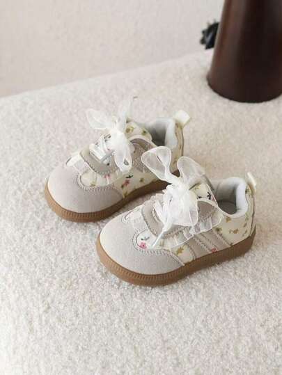 Giày tập đi đế mềm ren công chúa cho bé gái, Bộ sưu tập mới mùa thu 2025