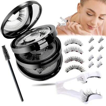 6 Pairs Of 3D Magnetic False Eyelashes – Fluffy Natural Shape, Reusable With No Glue Needed | Includes Long & Short Pairs + Eyelash Curler – Ideal For Daily Use, Travel, Parties, Gifts For Women