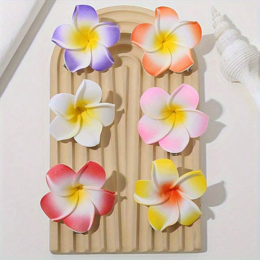 Women's Six Banana Flower Hair Clip Set (6 Pieces/4 Pieces) Cute Beach Vacation Floral Accessories - 豐富多彩的 - 查看 1