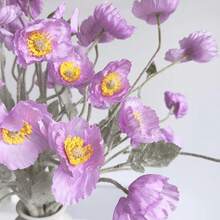 1/3/5pcs Artificial Poppy Flowers, 59cm Long, 4 Flowers Per Stem, Minimalist Modern Style, Bendable & Non-Fading - Suitable For DIY Flower Wall, Scene Decor, Vase Arrangement In Living Room/Bedroom, Wedding, Party - Purple - View 3