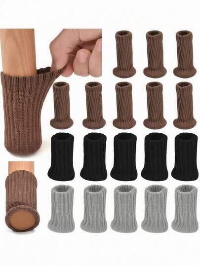 24/16/4 Pcs Furniture Chair Leg Covers, Non-Slip Furniture Leg Warmers, Knitted Chair Leg Protectors, Suitable For Home/Living Room, Protect Floors