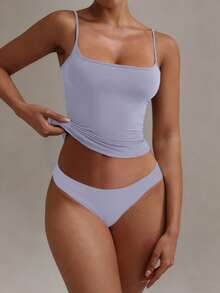 Sexy Backless Women's Camisole, Elastic Casual Spaghetti Strap Tank Top Summer - Lilac Purple - View 8