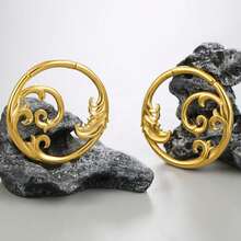 1pc 4mm Wave Ear Gauge Ear Stretchers Ear Hooks Clip Plated 18K Gold Ocean Wave Ear Expanders Piercing Body Jewelry Extender Fashion Unisex Vacation - 1697 - View 10