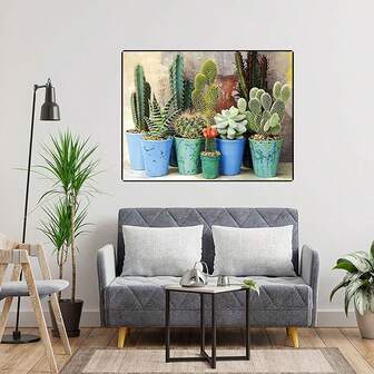 ภาพวาดเพชร DIY ลายดอกไม้ใหม่ กระบองเพชร 5D เพชรกลมคิวบิก เจาะเต็ม ตกแต่ง