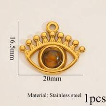 1件不锈钢18K镀金复古水滴形、方形、太阳形、绿松石形、虎眼石形等吊坠，手工DIY手链项链饰品配件，日常佩戴
