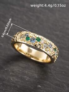 1 pieza Anillo de zirconia cúbica romántico, estilo de mujer, adecuado para bodas, compromisos, San Valentín y otras ocasiones - 1# - Ver 7