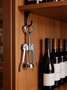 “多功能葡萄酒开瓶器 - 便携式不锈钢螺旋开瓶器，适用于家庭晚餐、野餐和派对，葡萄酒爱好者易于使用” - 銀色 - 查看 3