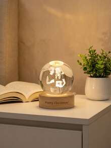 Personalized Round 3D Crystal Photo Portrait LED Light, Engraved Crystal Photo With Light, Anniversary Crystal Photo Gift, Illuminated Crystal Photo - Multicolor - View 2