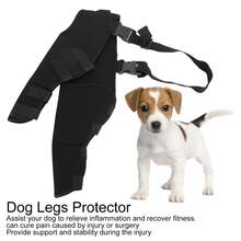 Pet Dog Hind Legs Protector Adjustable Knee Brace Leg Support for Dogs Hind Legs Recover(Protège jambes arrière HJ25 Noir L) - Negro - Ver 7